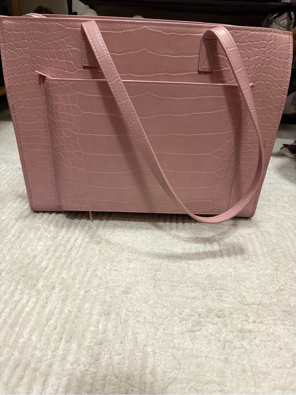 BEIS Pink Croc-Embossed Structured Tote - Picture 3 of 5